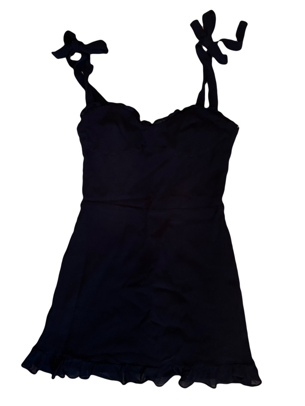 Reformation Christine Dress Black
Mini Ruffle Tie Sweetheart Size 8 - Picture 3 of 9